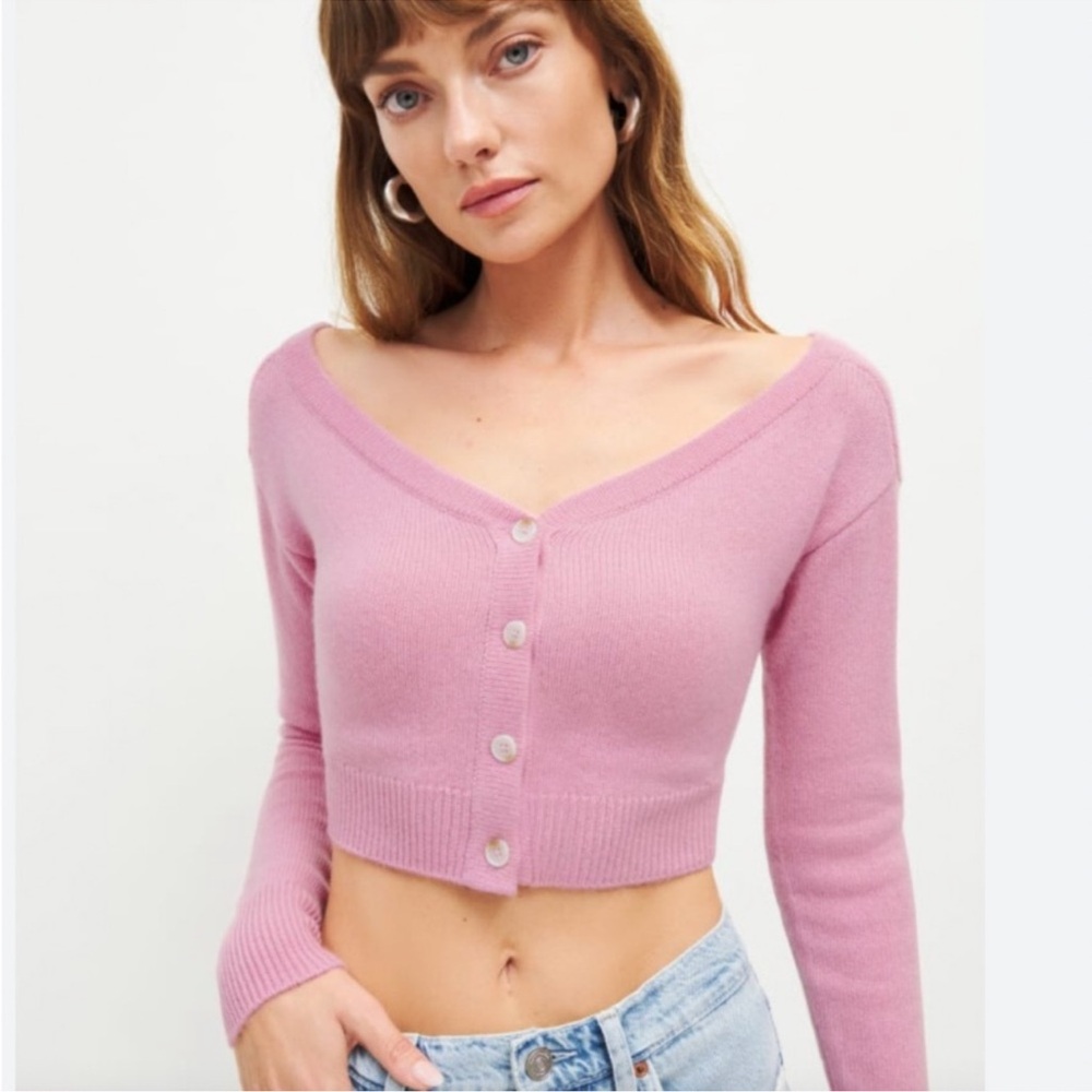 Reformation Millie cashmere off the shoulder cardigan